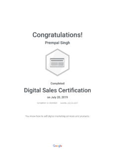 Digital Sales Certification - Best SEO Expert in India Prempal Singh