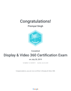 Display & Video 360 Certification Exam - Best SEO Expert in India Prempal Singh