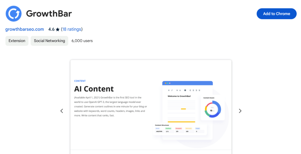 Growthbar SEO and AI Writing Chrome Extension