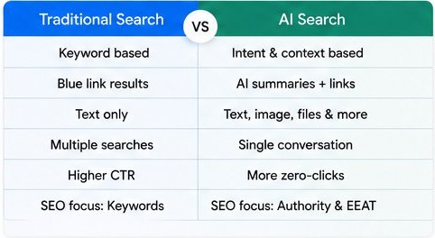 Traditional Search vs AI Search